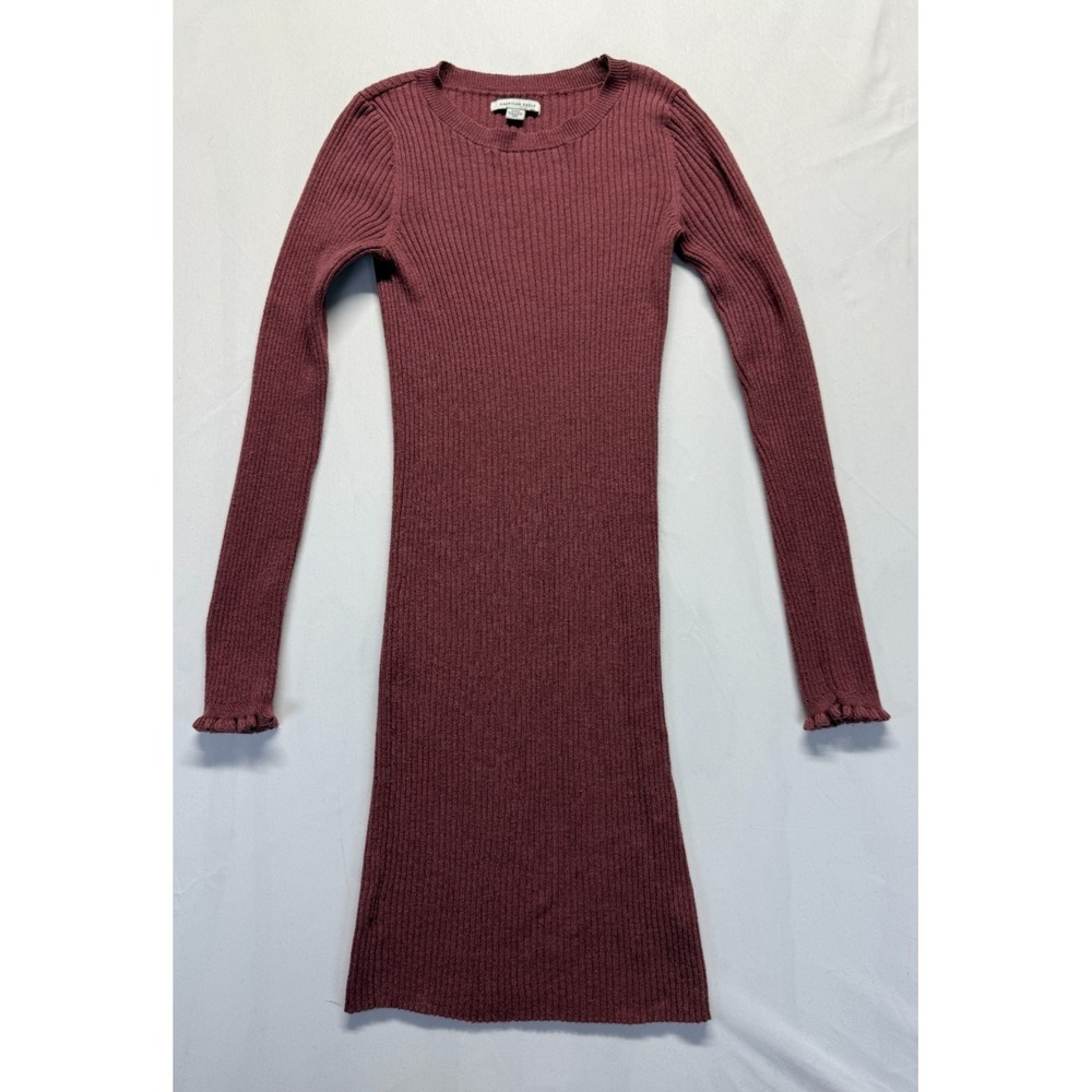 American Eagle Outfitters Bodycon Sweater Dress Womens Small Maroon Ribbed Knit
